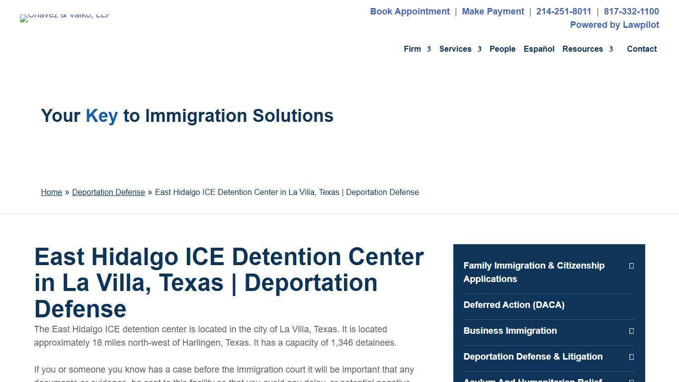 East Hidalgo ICE Detention Center in La Villa, Texas | Deportation Defense | Chavez & Valko, LLP